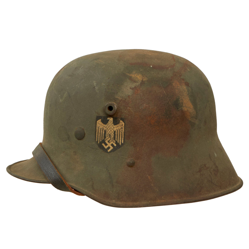 Original German WWII Austrian M17 Transitional Heer Army Single Decal Helmet with 58cm Liner & Chinstrap - Stamped BGB66 Original Items