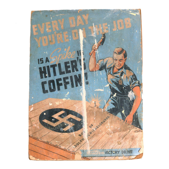Original U.S. WWII Western Victory Drive "Every Day You're On the Job" Rigid Propaganda Poster - 27 ¾" × 35 ½" Original Items