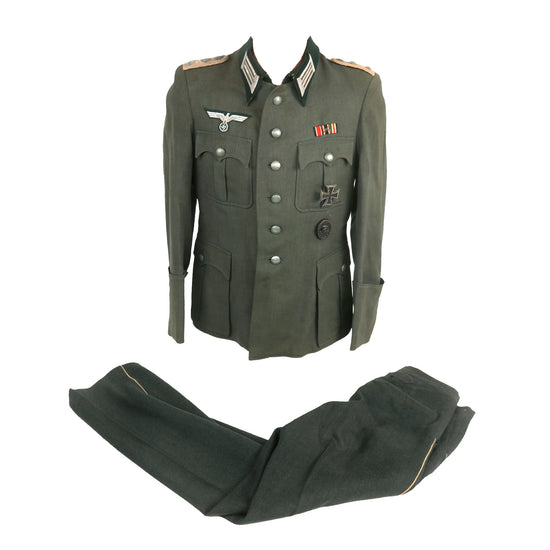 Original German WWII Named Heer Infantry Hauptmann Officer's M36 Field Uniform Tunic with Medal Bar & Awards - dated 1937 Original Items