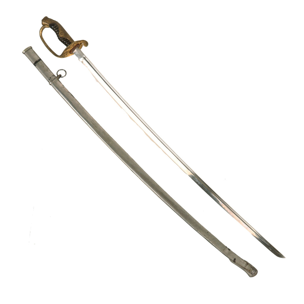 Original Imperial Japanese WWII Army Type 19 Kyu-Gunto Nickel-Plated Parade Officer’s Sword with Scabbard Original Items