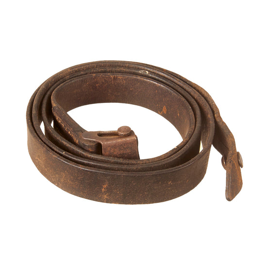 Original German WWII Karabiner 98 kurz K98k Leather Sling with Frog - Missing Keeper - Kar98k Original Items