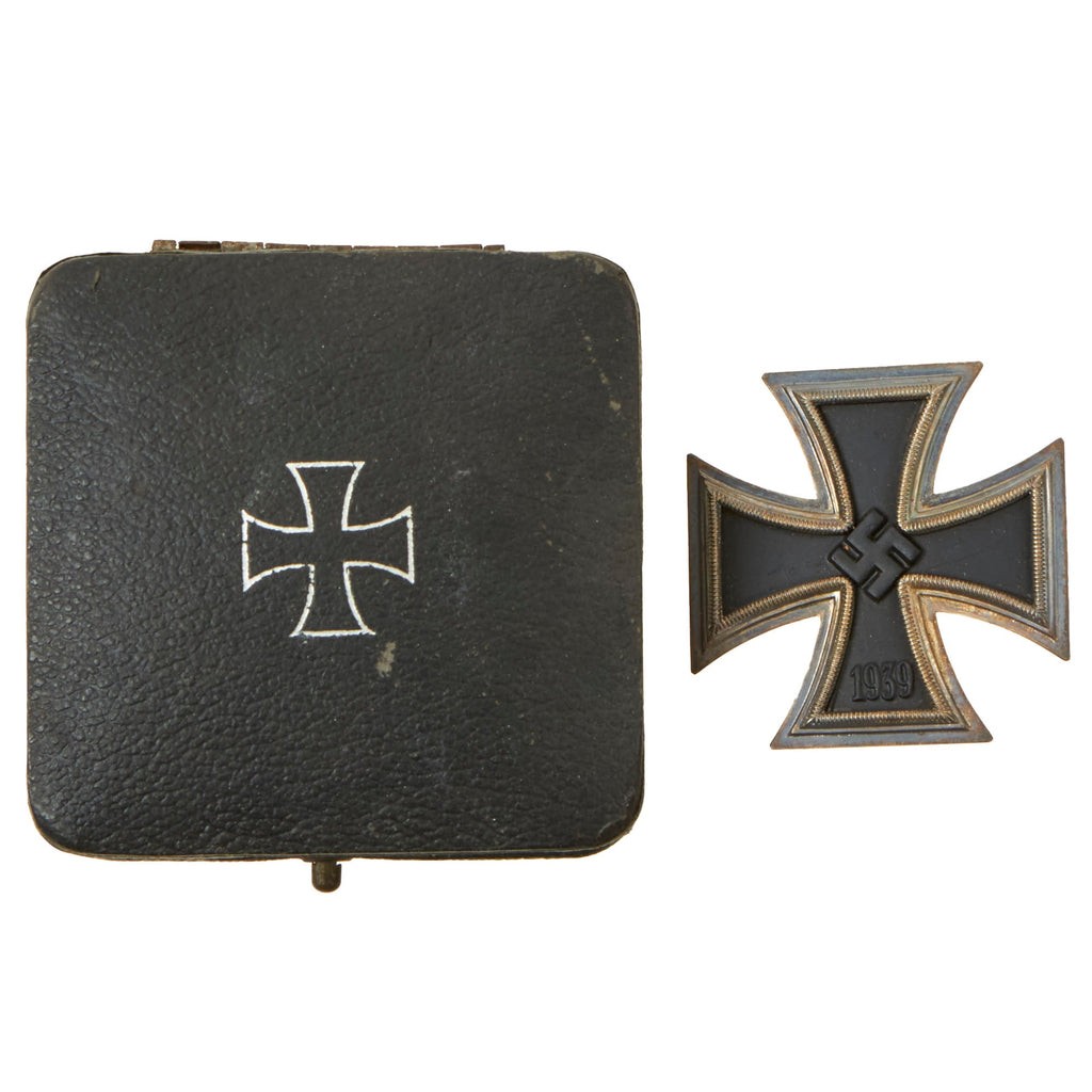 Original German WWII Iron Cross First Class 1939 with Pinback in Case - EKI - Unmarked Original Items