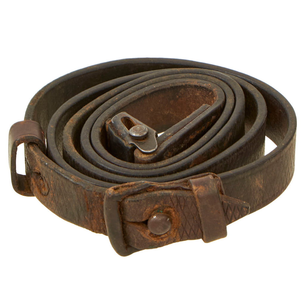 Original German WWII Karabiner 98 kurz K98k Leather Sling with Buckle - Kar98k Original Items