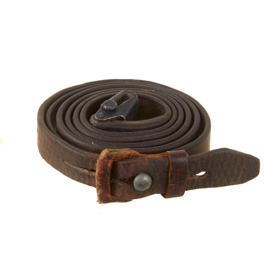 Original German WWII Karabiner 98 kurz K98k Leather Sling with Frog - Missing Keeper - Kar98k