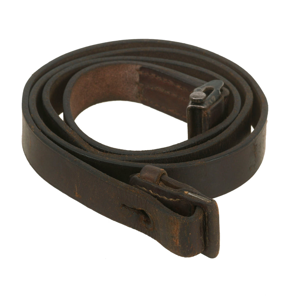 Original German WWII Karabiner 98 kurz K98k Leather Sling with Frog and Keeper - Kar98k Original Items