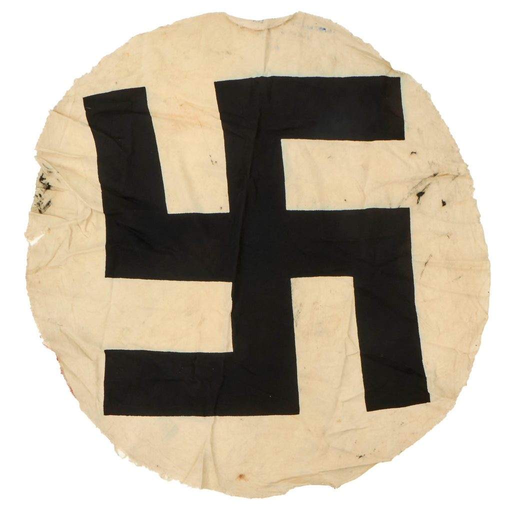 Original German WWII 1944 Dated USGI Bring Back NSDAP National Flag Cutoff Central Insignia Rondel - 36" Across Original Items