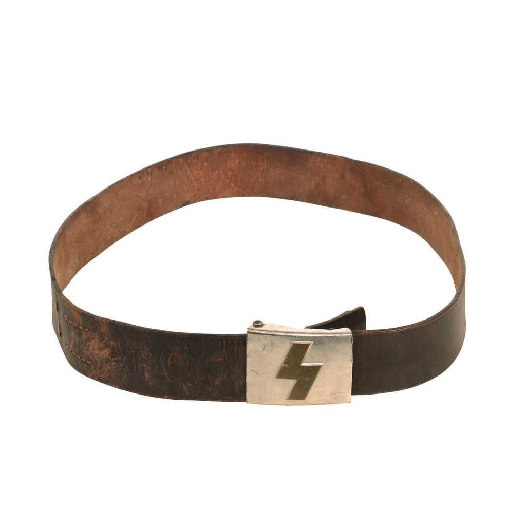 Original German WWII Early DJ Leather Belt with Deutsches Jungvolk Sin ...