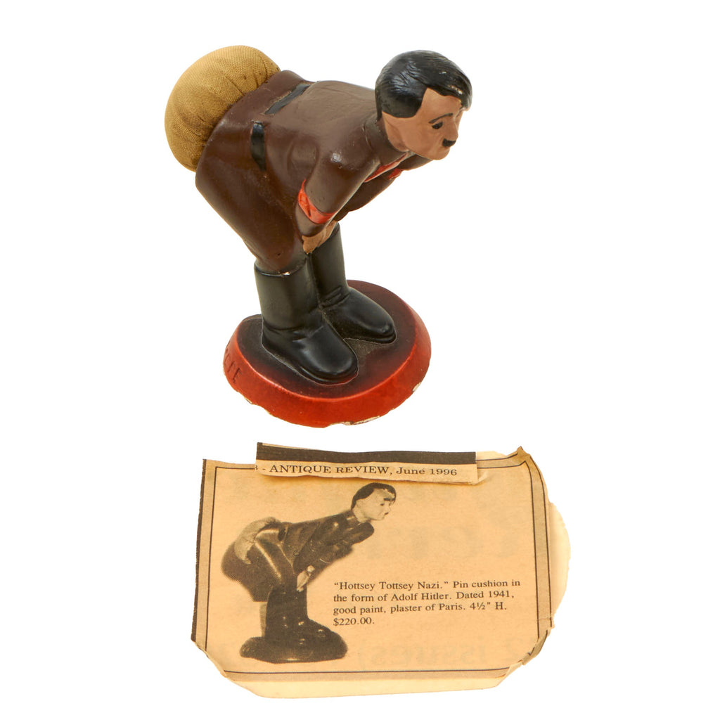 Original WWII U.S. Home Front Anti-Axis "Hotzi Notzi" Propaganda Pin Cushion with 1990s Newspaper Ad Original Items