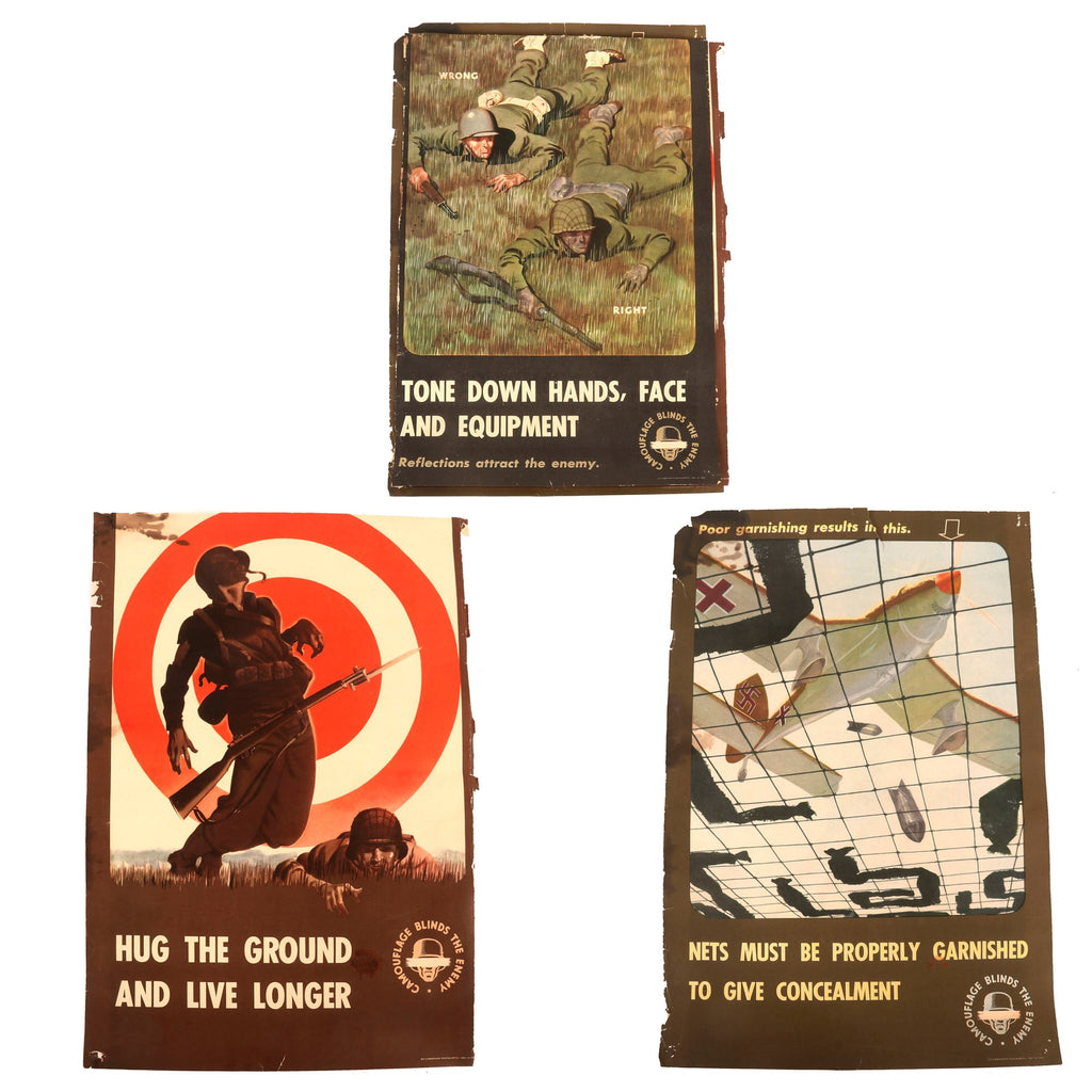 Original U.S. WWII Camouflage Blinds the Enemy Posters - Lot of Three - 13½ x 20” Original Items
