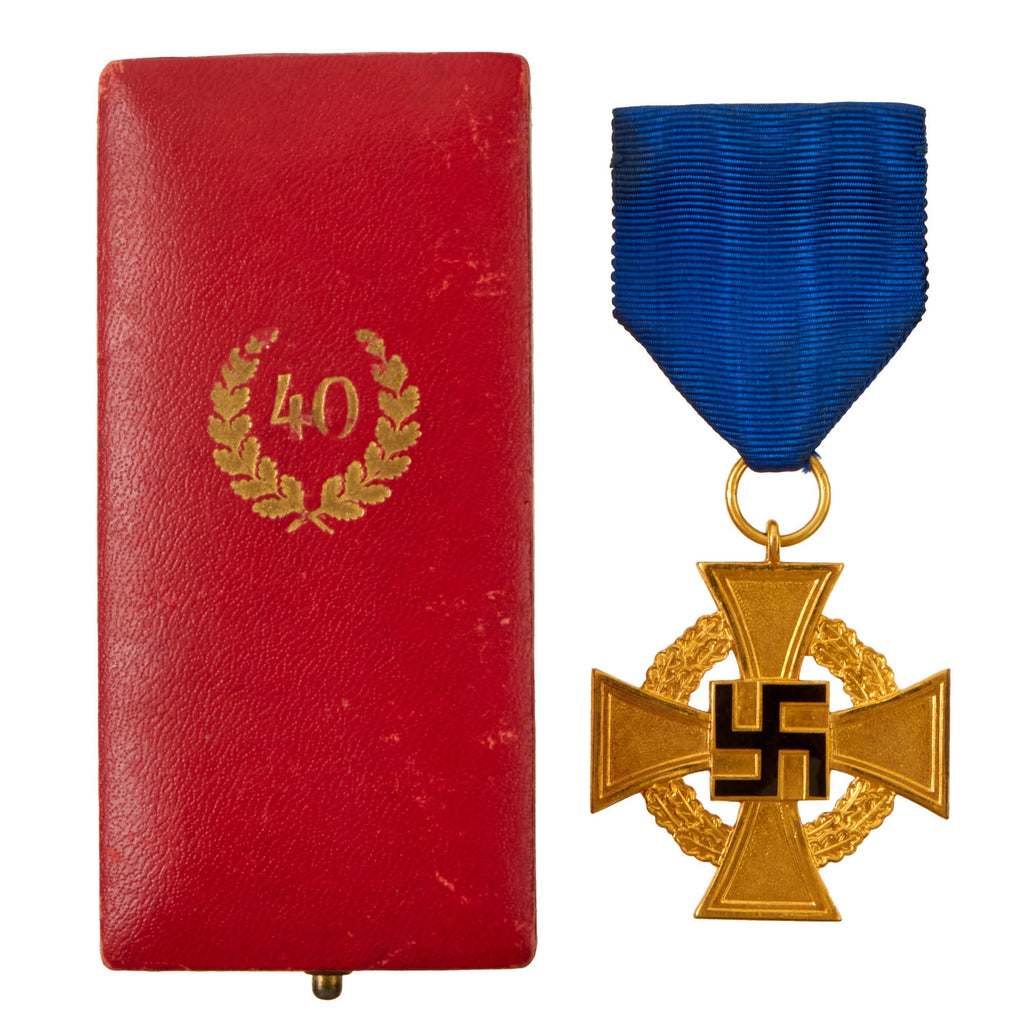 Original German WWII 1st Class 40 Year Civil Service Faithful Service Medal with Pin in Case Original Items