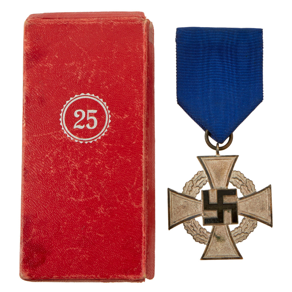 Original German WWII 2nd Class 25 Year Civil Service Faithful Service Medal in Case by Wilhelm Deumer Original Items