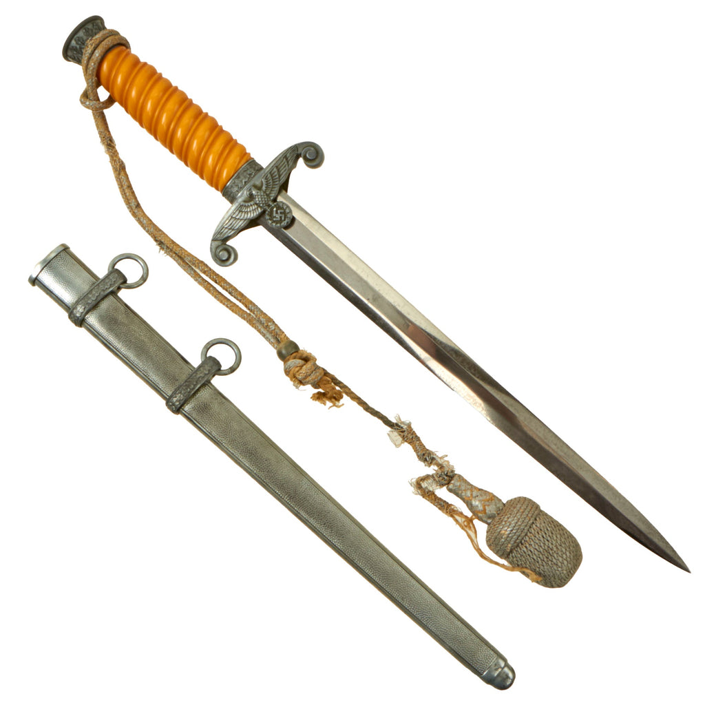 Original German WWII Early Army Heer Officer Dagger by Carl Eickhorn with Scabbard and Damaged Portepee - 1935-41 Trademark Original Items
