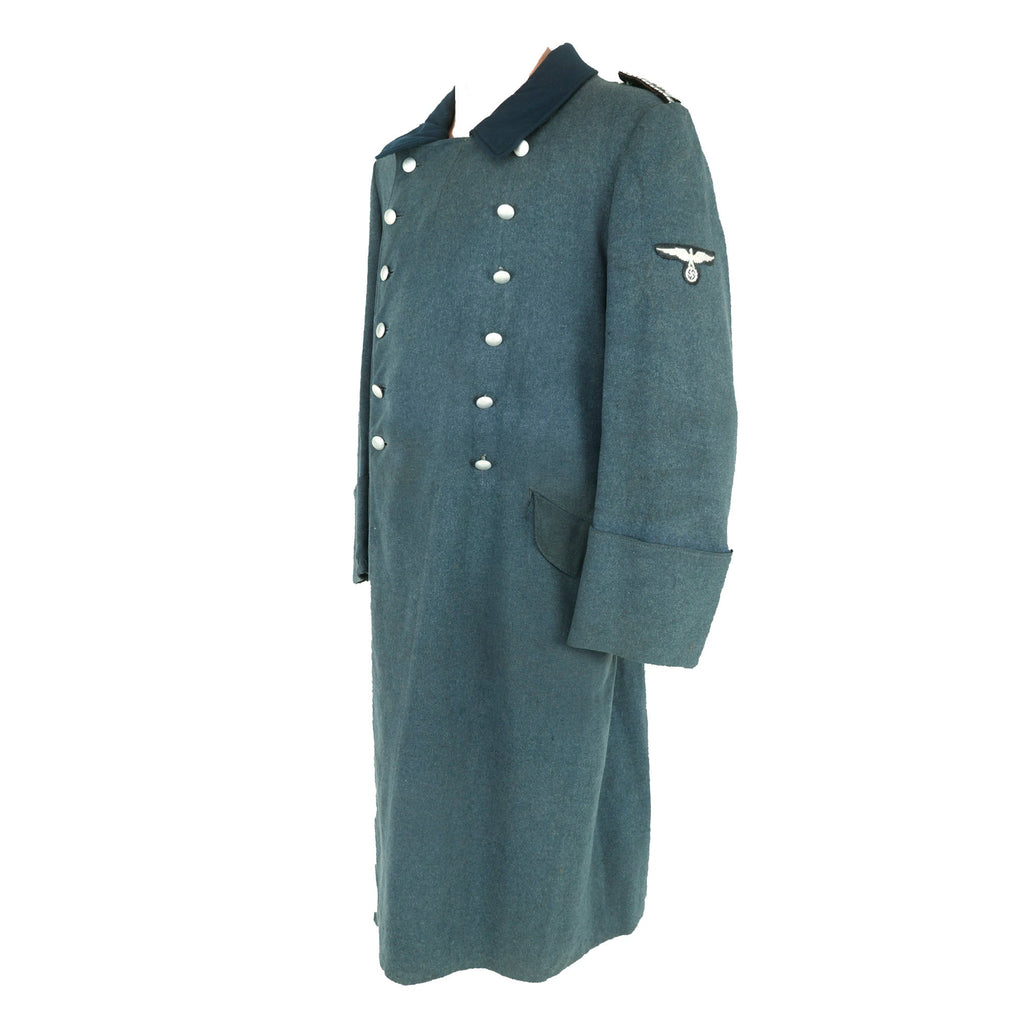 Original German WWII Bahnschutzpolizei Railway Protection Police Zugführer’s M36 Greatcoat with Eagle & Shoulder Boards Original Items