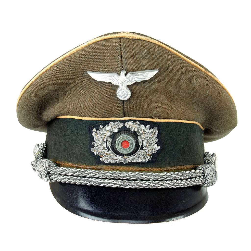 Original German WWII Heer Army Infantry Officer Schirmmütze Visor Cap by Top Maker Peküro - Peter Küpper Original Items