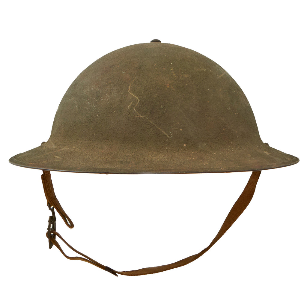 Original U.S. WWII Named & Complete Early M1917A1 Kelly Helmet with Textured Paint Original Items