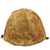 Original U.S. Korean War 1st Marine Division Rear Seam Swivel Bale M1 Helmet with Stenciled HBT USMC Camouflage Cover Original Items