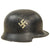 Original German Pre-WWII M34 Square Dip First Pattern Aluminum Fire Protection Police Helmet with Double Decals - Size 58 - 59 Original Items