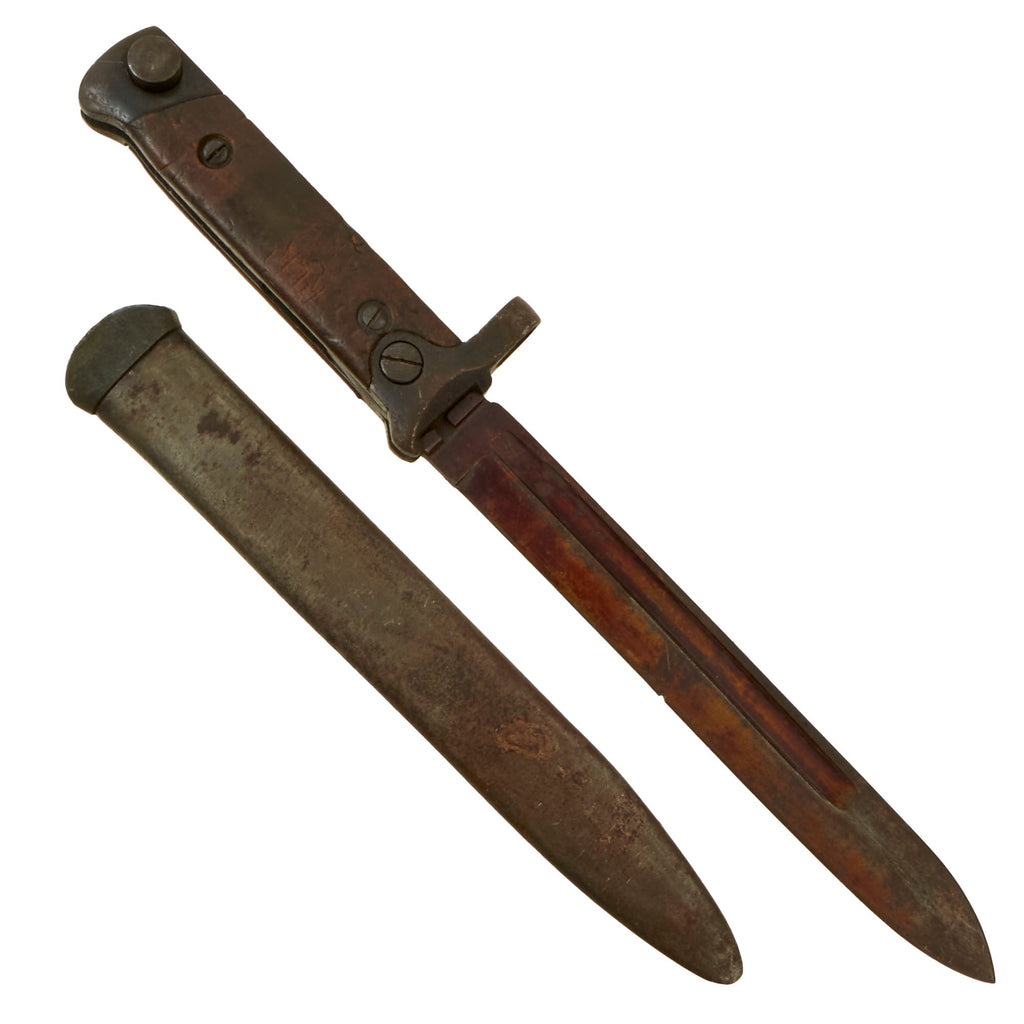 Original Italian WWII M1938 Mannlicher Carcano Short Rifle Folding Bayonet with Scabbard Original Items