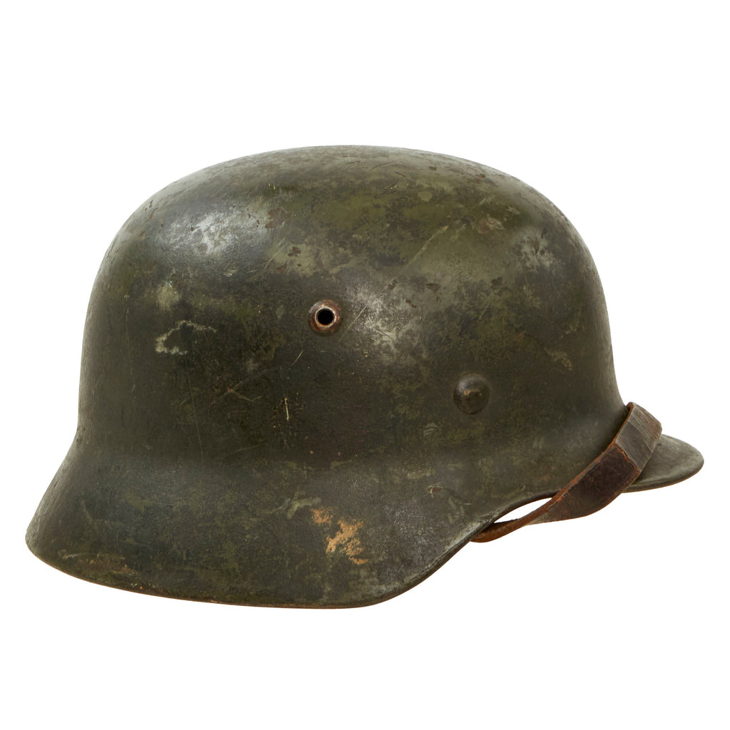 Original German WWII Army Heer M35 Former Double Decal Camouflage Helmet with 1937 Dated 55cm Liner & Chinstrap - SE62 Original Items