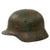 Original German WWII Army Heer M40 Camouflage Steel Helmet with Crack Across Crown and Worn 55cm Liner - Q62 Original Items
