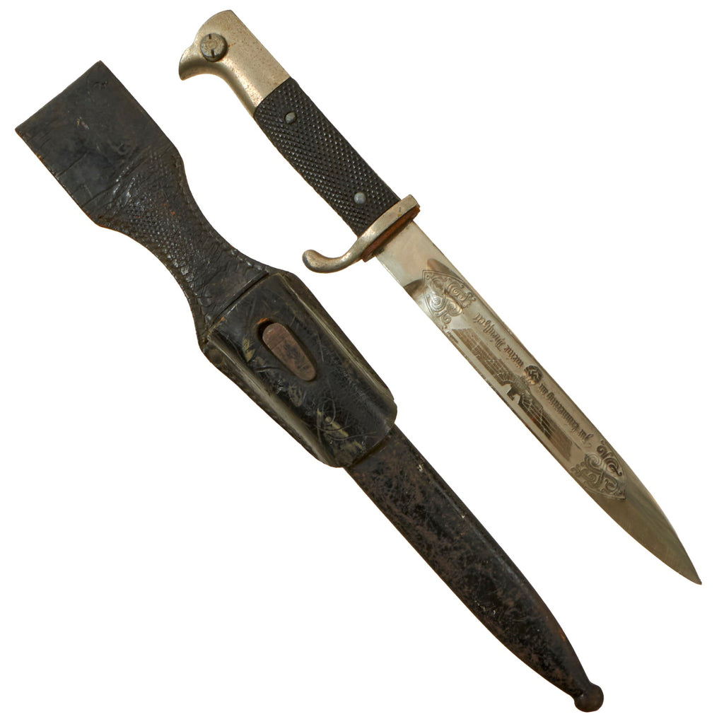 Original German WWII Heer Army Etched Short 98k Dress Bayonet by Robert Klaas with Scabbard & Frog Original Items