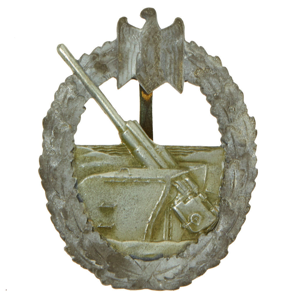 Original German WWII Kriegsmarine Coastal Artillery Badge - Unmarked Solid Back Original Items