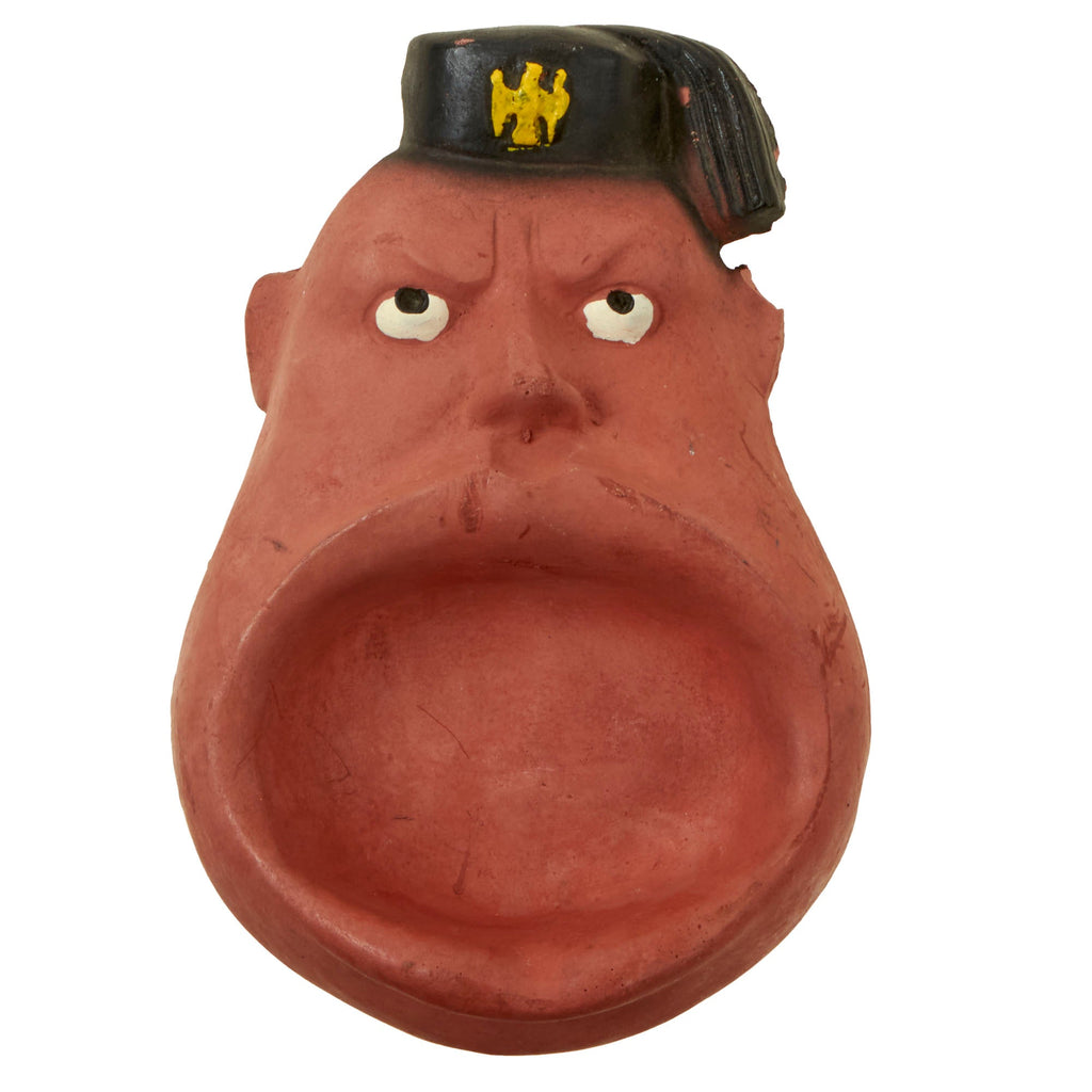Original U.S. WWII 1942 Dated Anti-Axis “The Jack-Axis” Mussolini Ashtray by Bassons Dummy Products with Original Label Original Items
