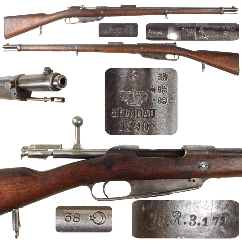 Original German Pre-WWI Gewehr 88/05 S Commission Rifle by Spandau Arsenal Serial 8406 y with Turkish Markings - Dated 1890 Original Items