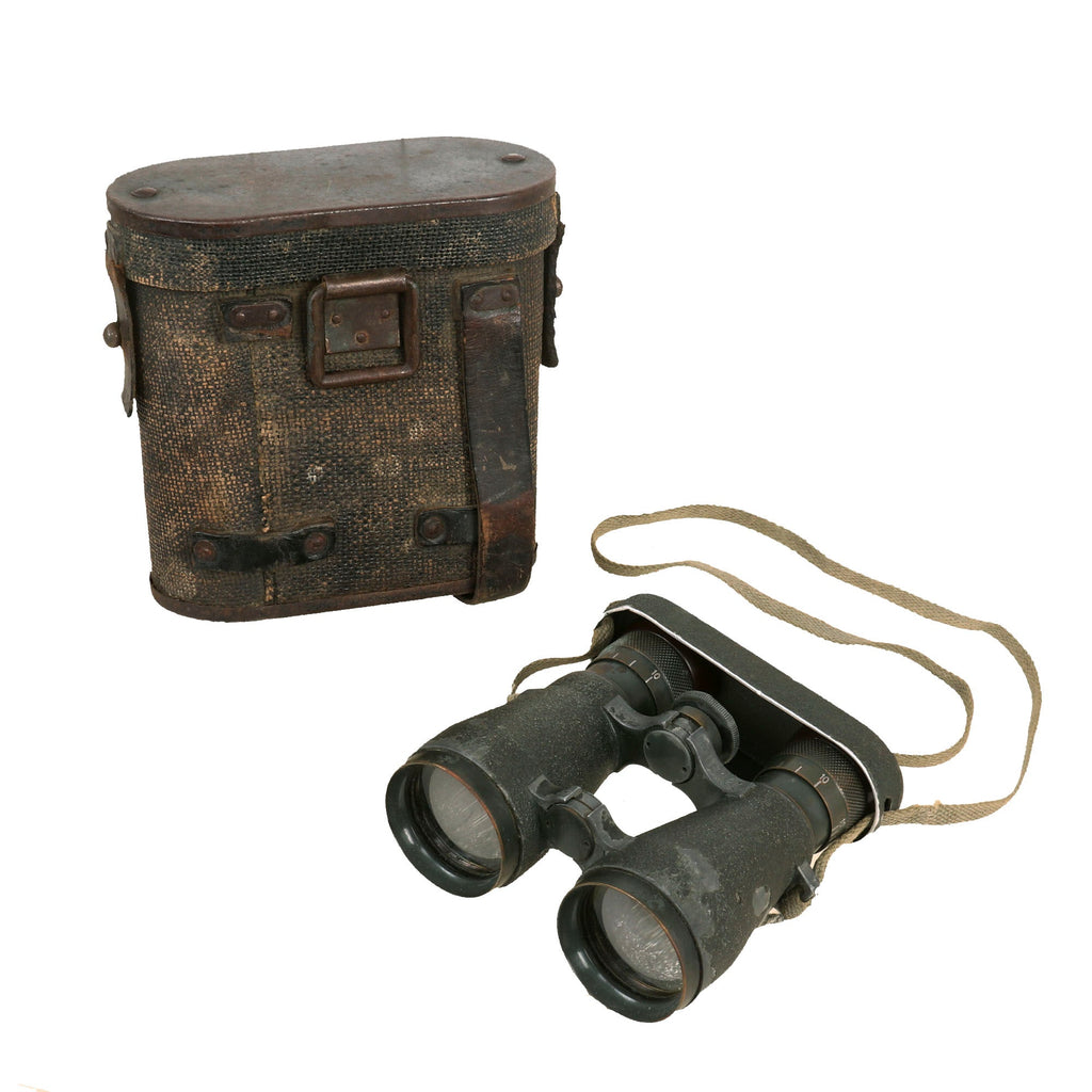 Original Imperial German WWI Frenglas 08 Binoculars by Emil Busch A.G. in Ersatz Carrying Case Original Items