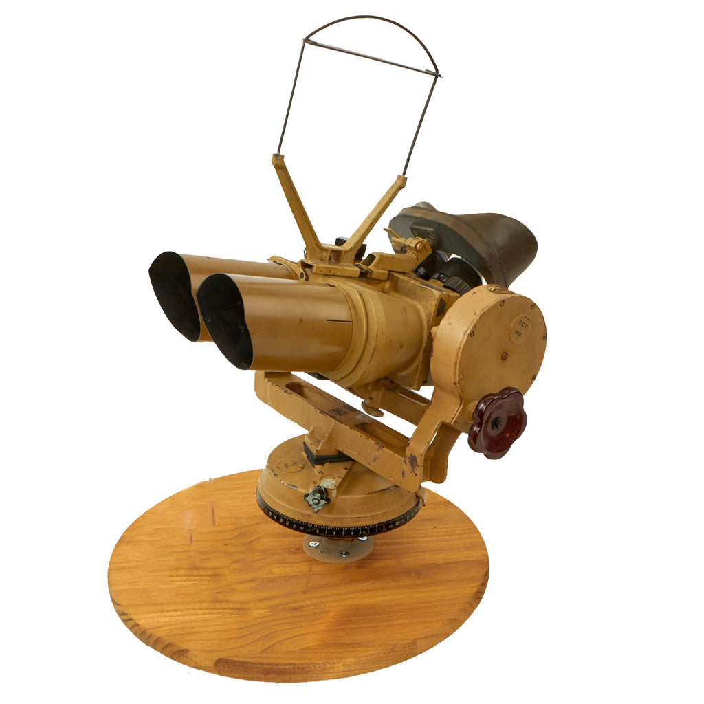 Original German WWII Luftwaffe Flak D.F. 10 x 80 Binocular Optic Set by Josef Schneider & Co. - Mounted on Display Base Original Items