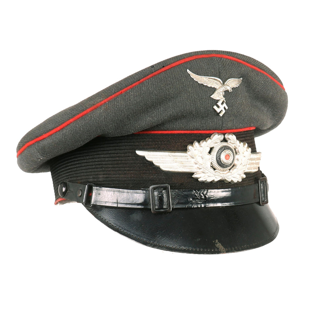 Original German WWII Luftwaffe Flakkorps Unit Marked EM/NCO Visor Crush Cap by EREL in size 55 ½ - dated 1938 Original Items