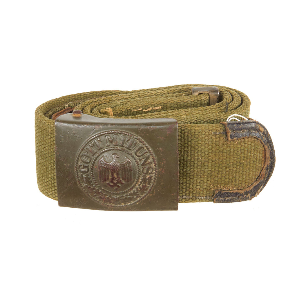 Original German WWII Rare Tropical Afrikakorps DAK Web Belt with 1941 Dated Steel Buckle by Noelle & Hueck Original Items