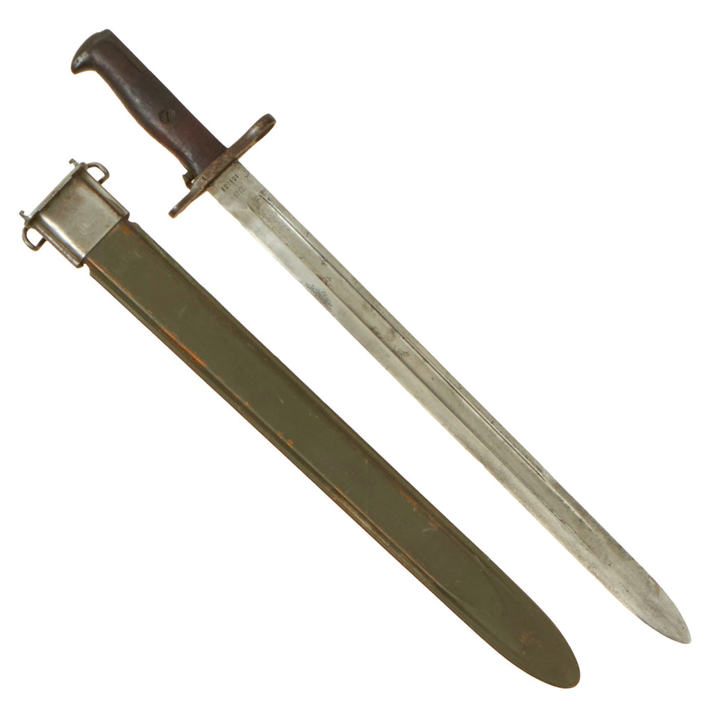 Original U.S. Pre - WWI Reissue M1905 Springfield 16 inch Rifle Bayonet Marked S.A. with WWII M3 Scabbard - Dated 1906 - First Year of Production Original Items