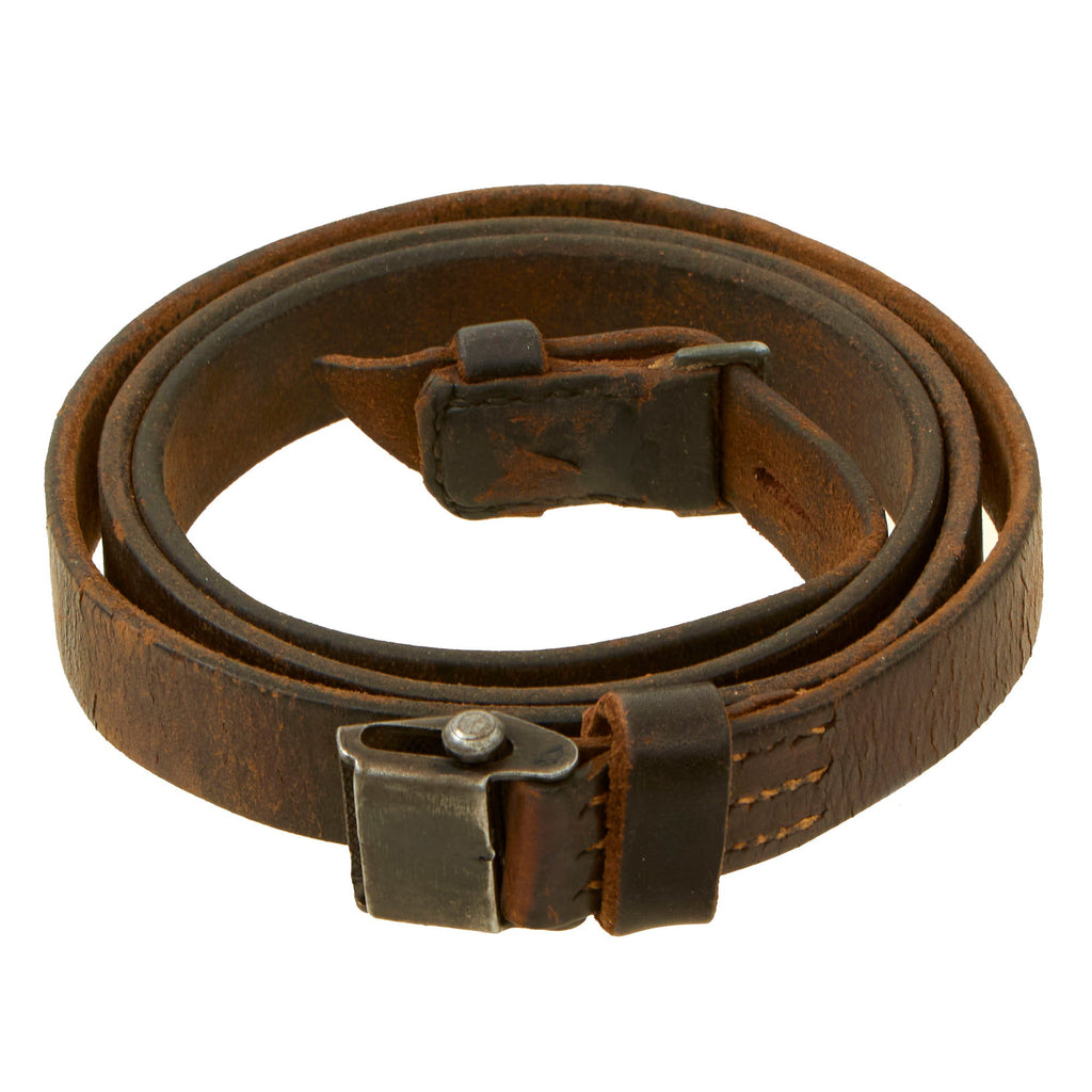 Original German WWII Karabiner 98 kurz K98k Leather Sling with Frog and Keeper - Kar98k Original Items
