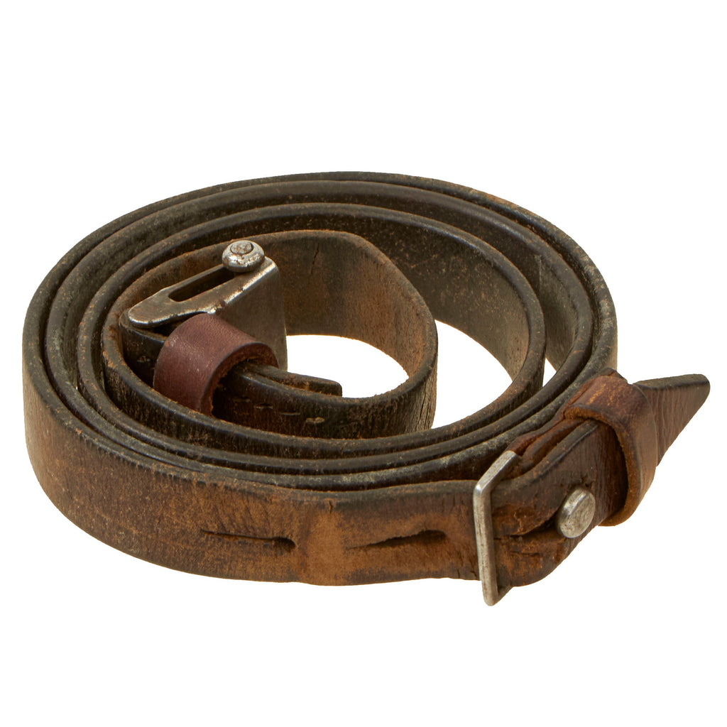 Original German WWII Karabiner 98 kurz K98k Leather Sling with Buckle by L & F - Kar98k Original Items