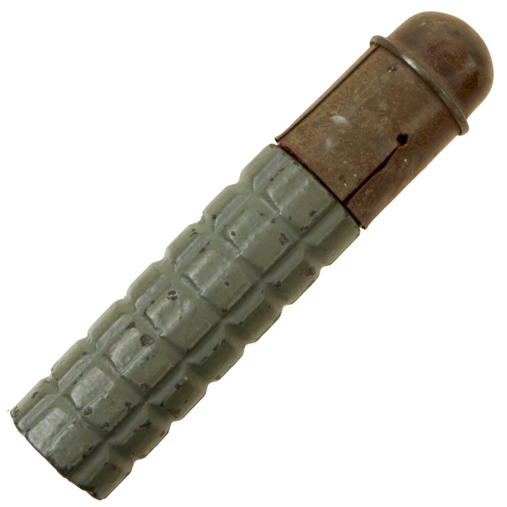 Original French WWI Rare Early Inert Foug Asparagus Grenade Cylindrical Grenade with Wood Top Plug & Metal Cap Original Items