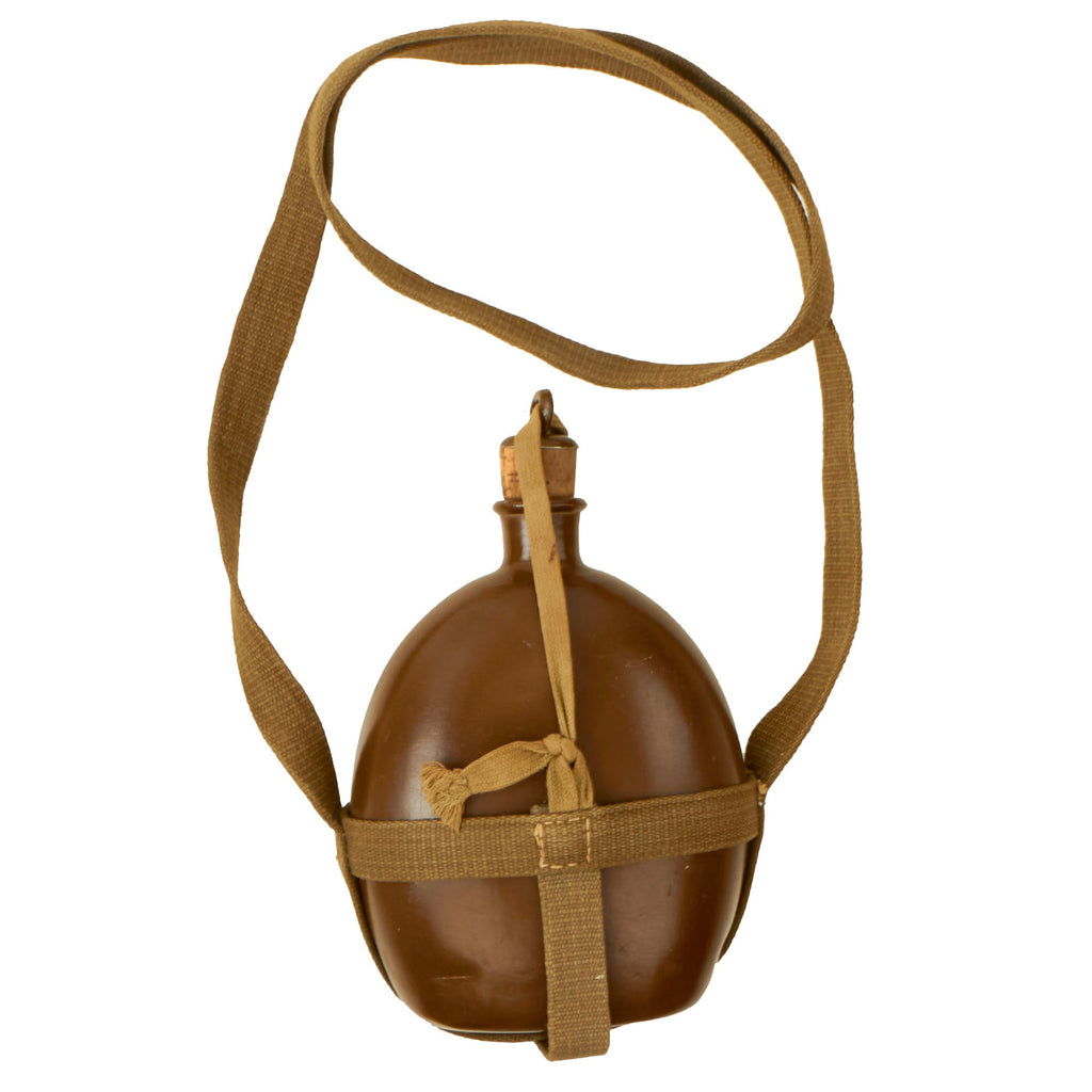 Original Japanese WWII Aluminum Canteen Dated 1940 with Canvas Carrier Original Items