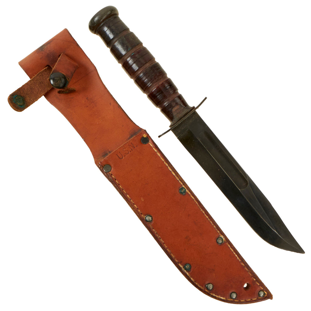 Original U.S. WWII USN Mark 2 KA-BAR Fighting Knife by CAMILLUS in Original Leather Sheath Original Items