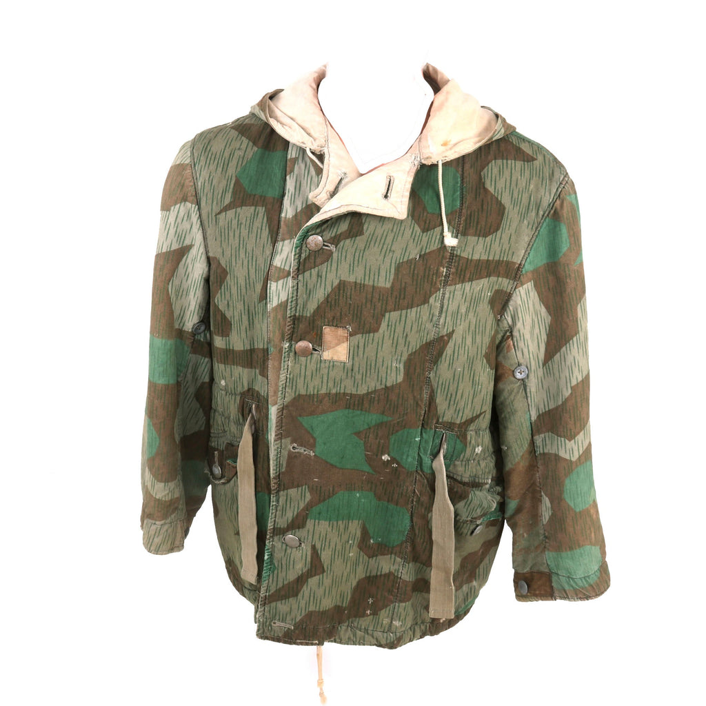 Original German WWII Splittertarnmuster Splinter Pattern Reversible to Snow Pattern Camouflage Winter Parka with Faded RBNr. Marking Original Items