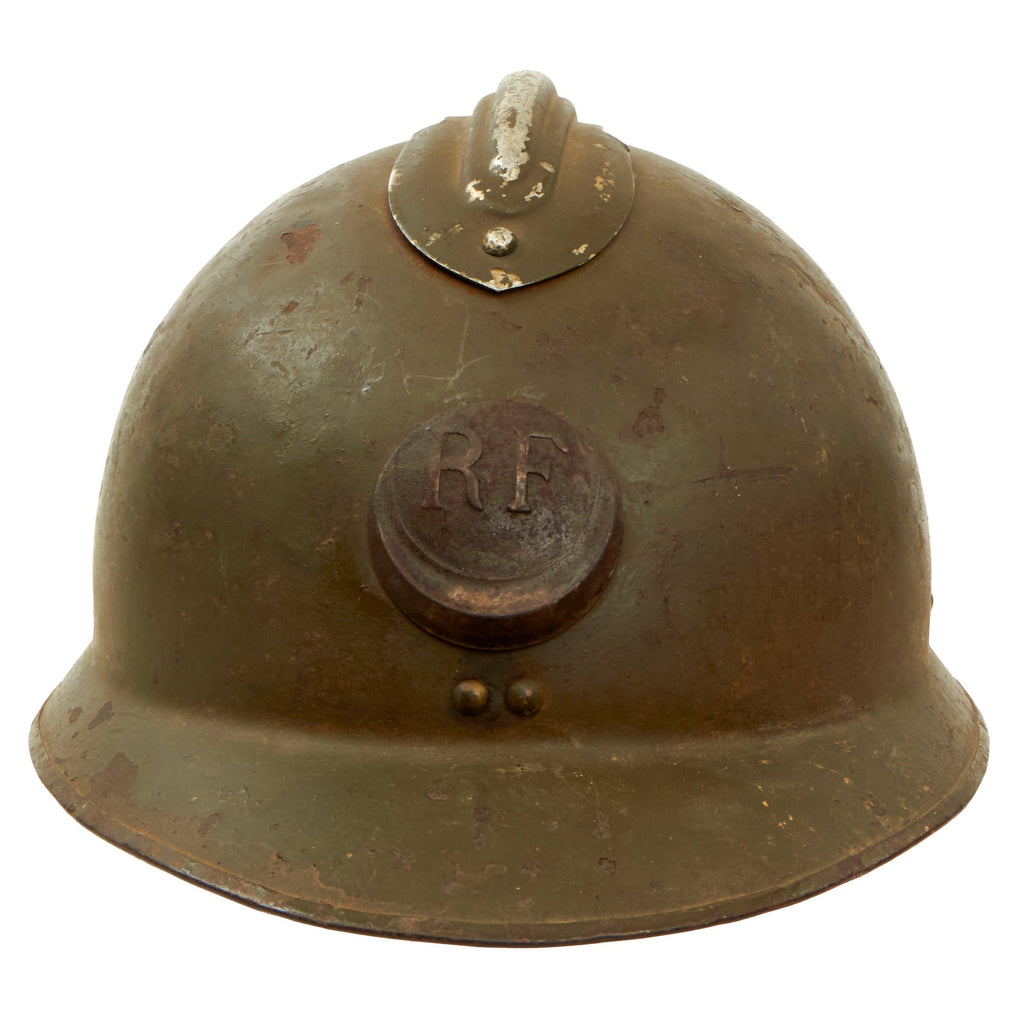 Original French WWII North African Zouave M26 Adrian Helmet - Full Liner & Chinstrap Original Items