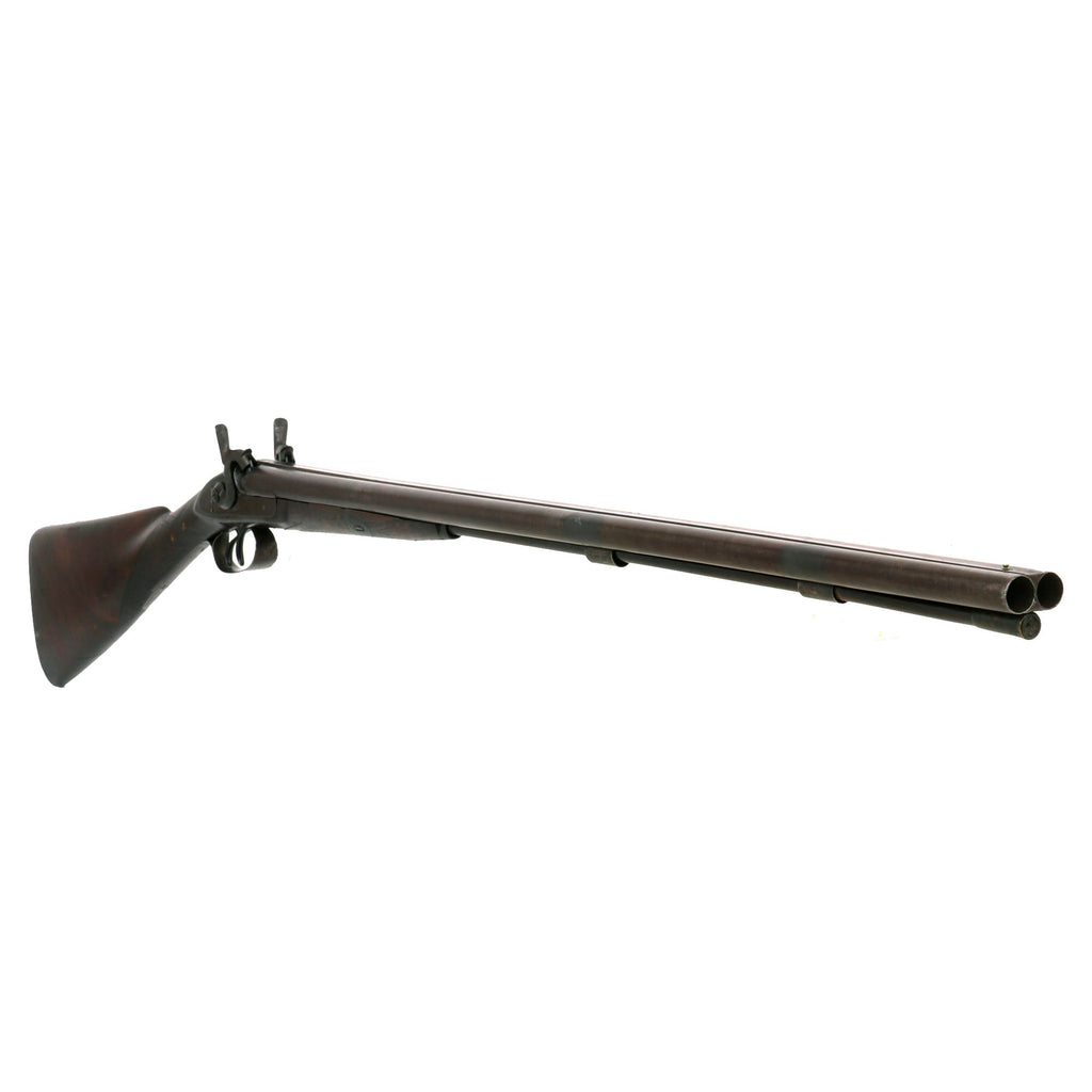Original U.S. 18 Bore Double Barrel Percussion Fowling Piece with Twist Forged Barrel by S.C. Phillippe - circa 1850 Original Items