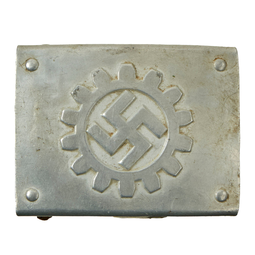 Original German WWII DAF Aluminum Belt Buckle by F. W. Assmann & Söhne of Lüdenscheid - RZM M4/39 Original Items