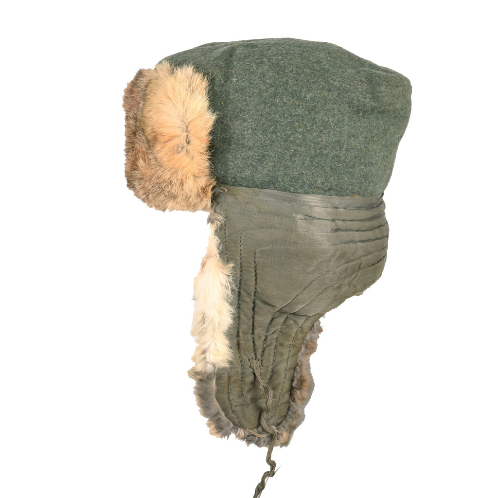 Wwii German Rabbit Original German WWII Eastern Front White Rabbit Fur Winter Hat with He ...