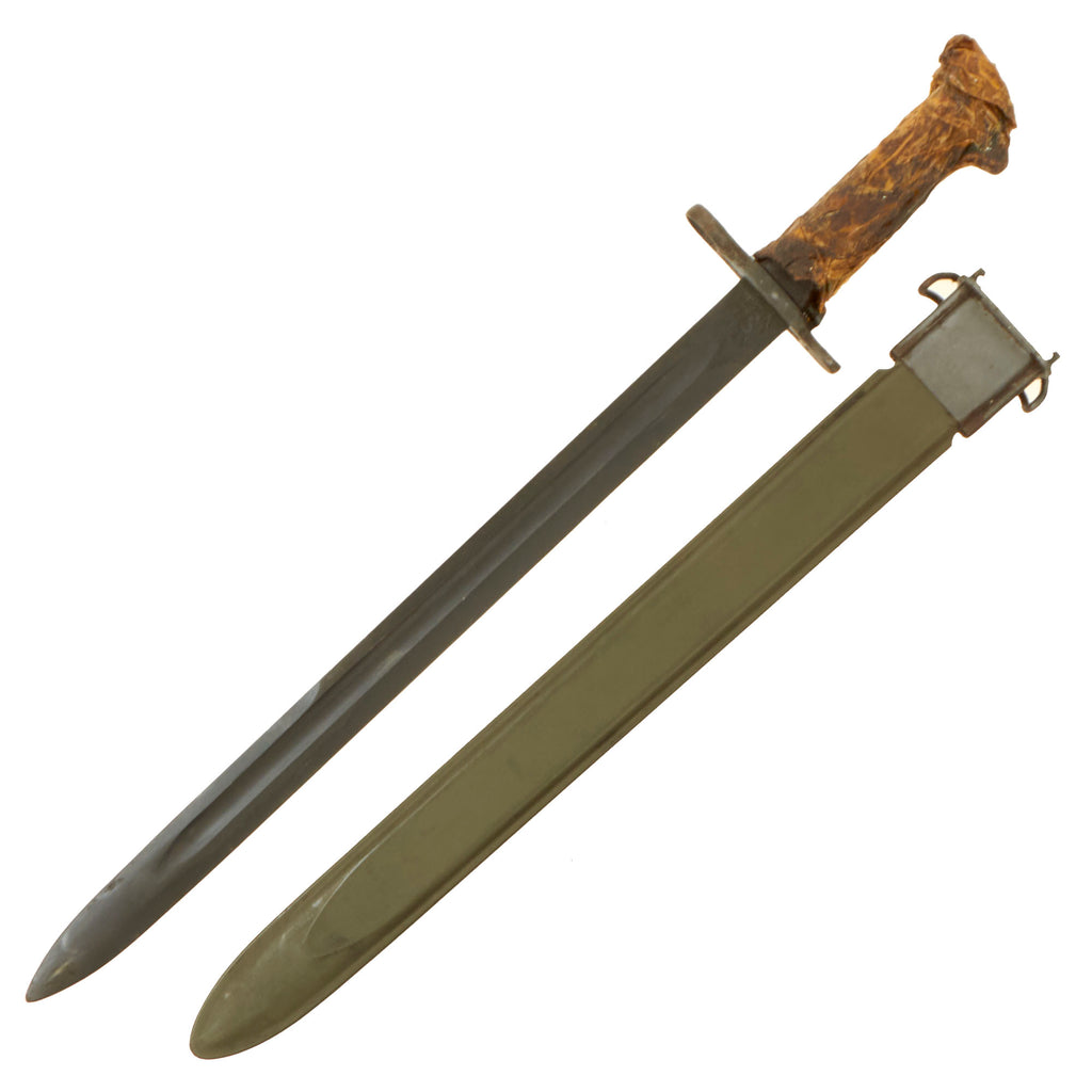 Original U.S. WWII Unissued M1942 Garand 16" Bayonet by American Fork & Hoe with Rare “CAB” Grips & M3 Scabbard - Dated 1942 - Hilt Still Wrapped Original Items