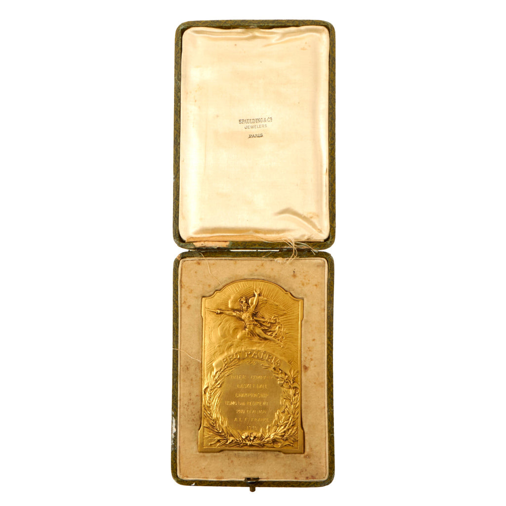 Original U.S. WWI USMC 2nd Division 5th Regiment Marine Corps French-Made Inter-Company Basketball Championship Table Medal in Original Case Original Items