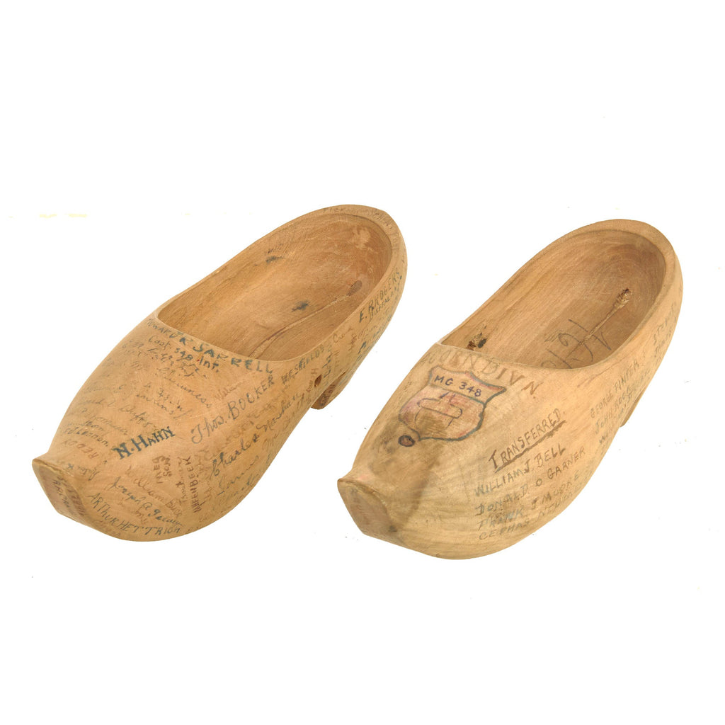 Original U.S. WWI 87th Division 348th Infantry Trench Art Clogs with Record of Division & Signed by Men of Regiment Original Items