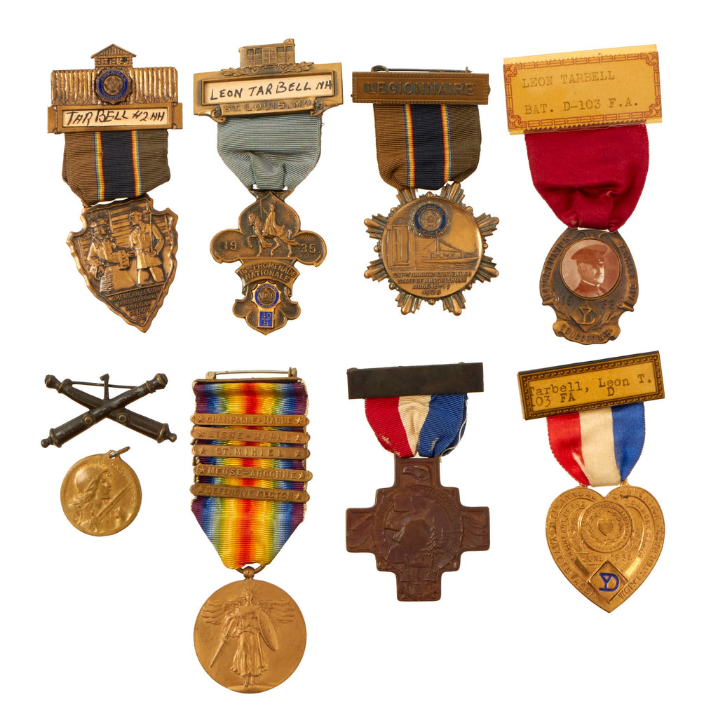 Original U.S. WWI 26th Division Medal Grouping with Victory Medal & Great YD Organization Medals - Leon Tarbell, 103rd Field Artillery Original Items