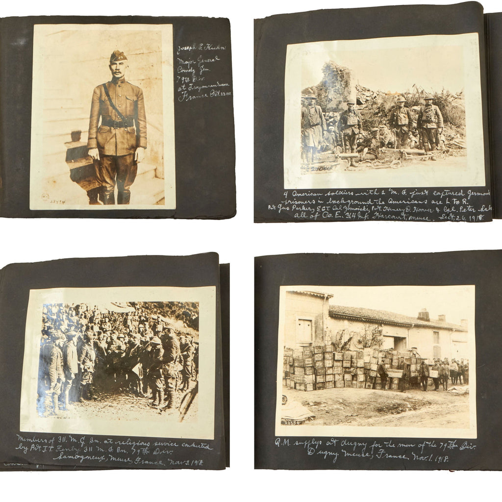 Original U.S. WWI Named 79th Division Photo Album of Signal Corps Photos with Captions - Walter Lafferty, 314th Infantry - 82 Signal Corps Photographs Total Original Items