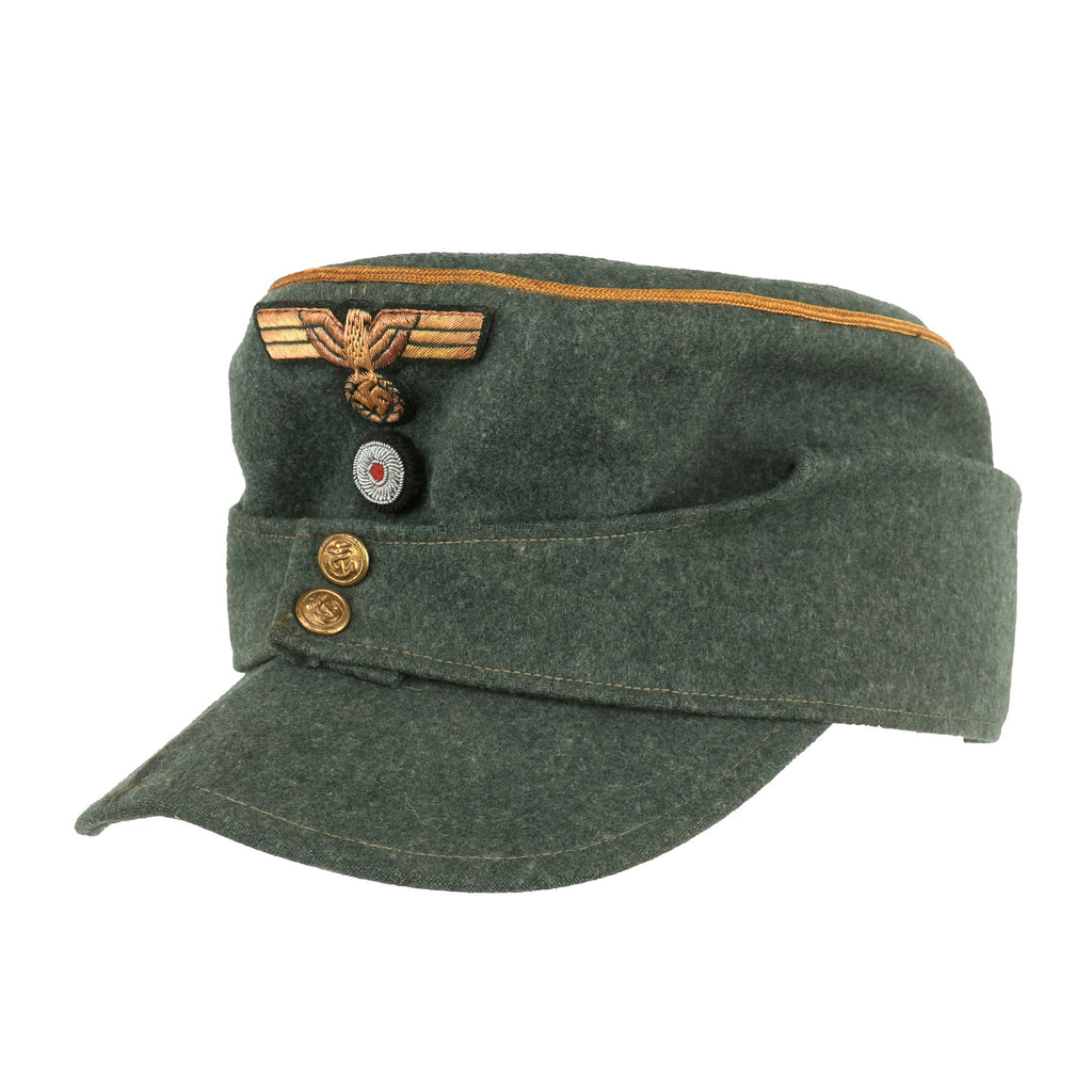 Original German WWII Kriegsmarine Coastal Artillery Officer M43 Einheitsmütze Field Cap Original Items