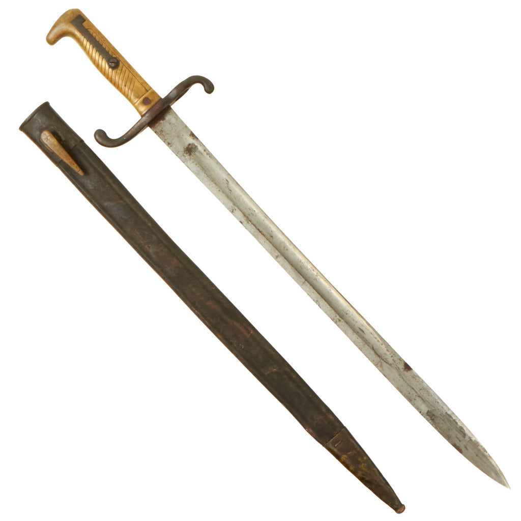 Original German Mauser Model 1871 Rifle Bayonet by Coulax & Cie. of Klingenthal with Scabbard - 109th Infantry Regiment Marked - Dated 1874 Original Items